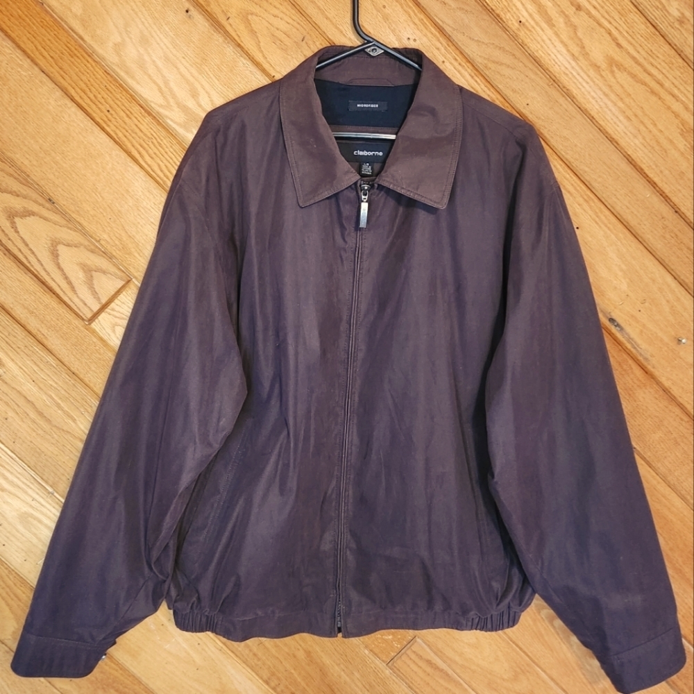 Liz Claiborne purple microfiber hoodless  zip up jacket size large